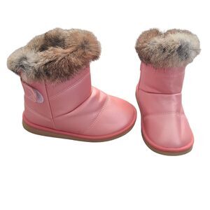 Comfy Kids Little Girls Fluffy Trim Velcro Solid Thermal Snow Boots Pink Size 30